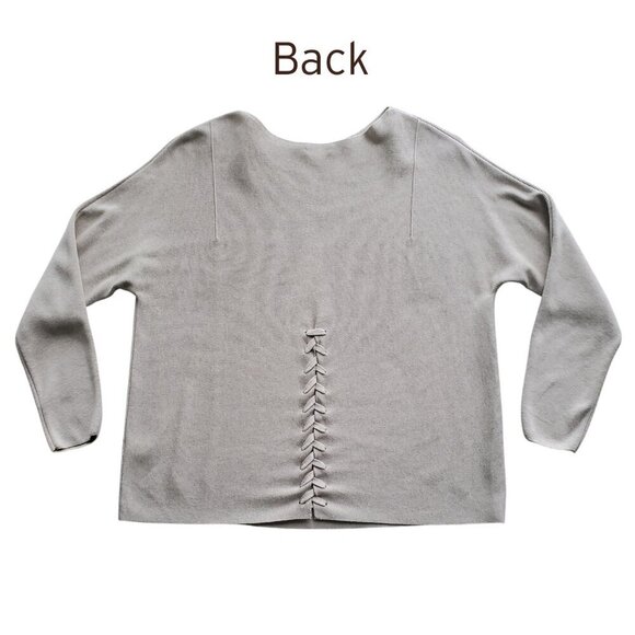 J. Jill Oatmeal Color Flat Knit Oversized Sweater with Back Detail Size XS - Picture 7 of 16